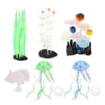 thumbnail image 1 of 6 unids Brillante Decoraciones Del Tanque de Peces Simulación de Silicona Kelp Silver Lotus Hoja de Pluma de Coral Adornos Medusas, 1 of 8