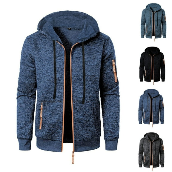 FRSASU Men's Zip up Hoodies Casual Long Sleeve Full Zipper Knit Cardigan Sweater Jacket Navy