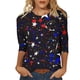 thumbnail image 1 of Camisetas de Manga Larga de las Mujeres Imprimir 3/4 Manga Cuello Redondo Blusa, Camiseta Casual para la Primavera Y el Verano, 1 of 5
