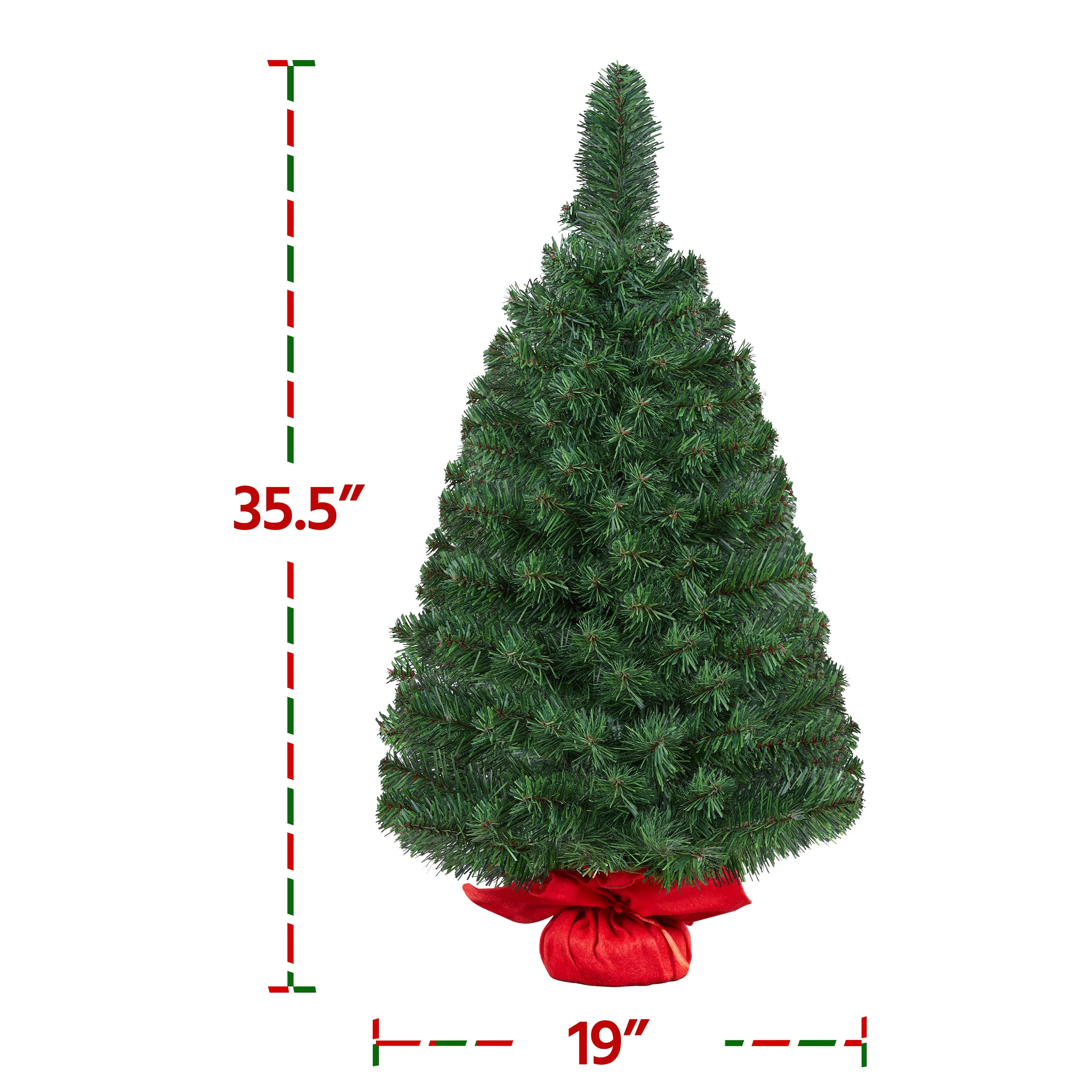 Alden Design 3FT Mini Artificial Christmas Tree with Concrete Base Tabletop Holiday Decoration Tree, Green