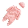 thumbnail image 3 of 2 piezas de monos de algodón para bebés de 80 cm, con mangas, para primavera y otoño, con gorro para niñas recién nacidas (rosa), 3 of 5