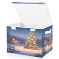 thumbnail image 2 of Storage Box With Lid 16.5x12.6x11.8In Foldable Stacked Household Storage Box Beautiful Christmas Night, 2 of 7