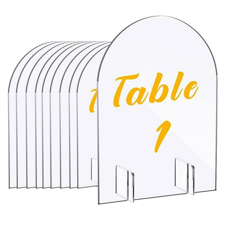 Arch table top sign holder with graphic