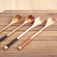thumbnail image 5 of Hariumiu Binding Wooden Long Handle Coffee Soup Condiment Mixing Spoon Teaspoon Utensil-Black,A, 5 of 8