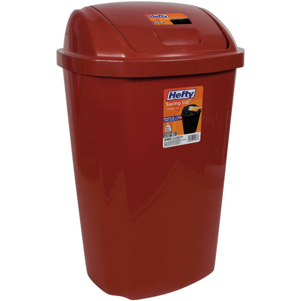 Hefty SwingLid 13.5Gallon Trash Can, Multiple Colors