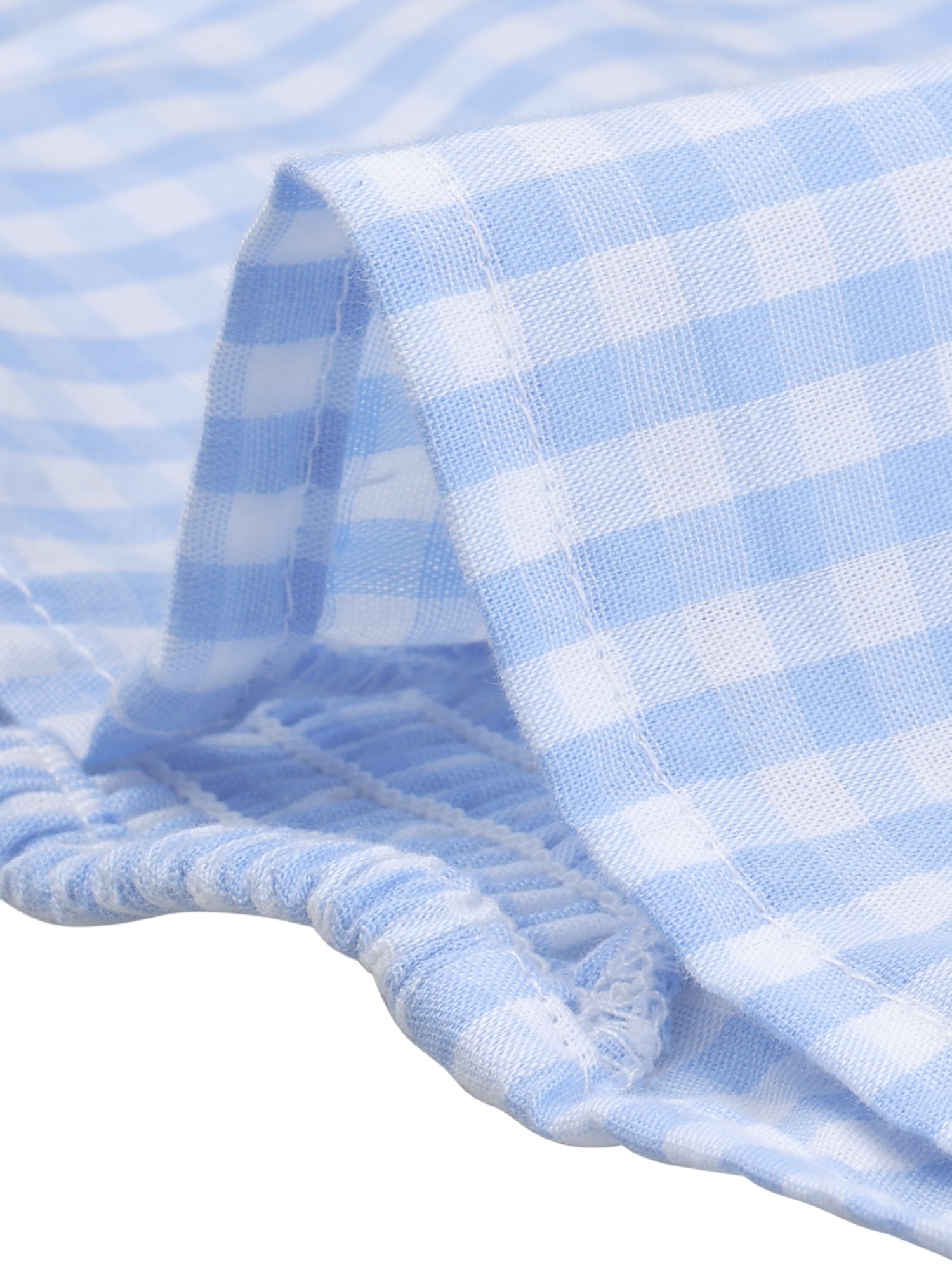 DARING DIVA Women's Gingham Peplum Square Neck Sleeveless Plaid Blouse XL Blue