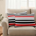 thumbnail image 2 of Red Black Stripe Outdoor Waterproof Pillow Covers, Modern Abstract Coarse Striped Decorative Rectangle Throw Pillowcase Sofa Cushion Sham for Patio/Couch/Chair, 20"x12" 2 Pack, 2 of 8