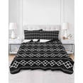 thumbnail image 2 of Quilt King Size Bedding Set, Black Boho Reversible Summer Quilt 3 Pieces, Vintage Ethnic Tribe Abstract Art Geometric Lightweight Bedspreads Coverlets with 2 Pillow Shams for All Seasons, 2 of 5