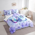 thumbnail image 2 of Erosebridal Purple Butterfly Twin Bedding Sets for Girls, Garden Flower Floral Bedding Comforter Set, Monogrammed L, Reversible, 7-Piece, 2 of 6