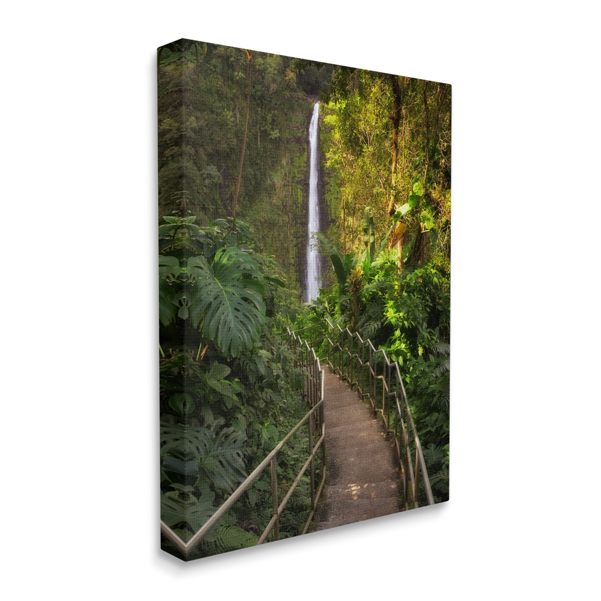 Stupell Industries Lush Jungle Bridge Waterfall Landscape Photography Gallery Wrapped Canvas Print Wall Art