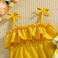 thumbnail image 4 of THDHVS Baby Girl Outfits,Newborn Girl Clothes,Newborn Baby Girl Bodysuit Sleeveless Halter Frill Romper Ruffled Hem One-piece Jumpsuit Yellow 1-3 Months, 4 of 7