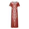 thumbnail image 3 of ICHUANYI Clearance Women's Summer Casual V-Neck Split Short Sleeve Printing Dresses(Red, XXL) ICHUANYI WER2023081001173, 3 of 8