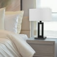 thumbnail image 3 of Globe Electric 20" Modern Matte Black Indoor Table Lamp with White Linen Shade, 3 of 5