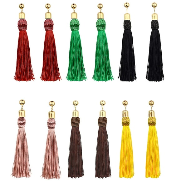 Trayknick Bohemian Wedding Tassel Ear Studs Long Dangle Earrings Bridal Bridesmaid Jewelry Pink