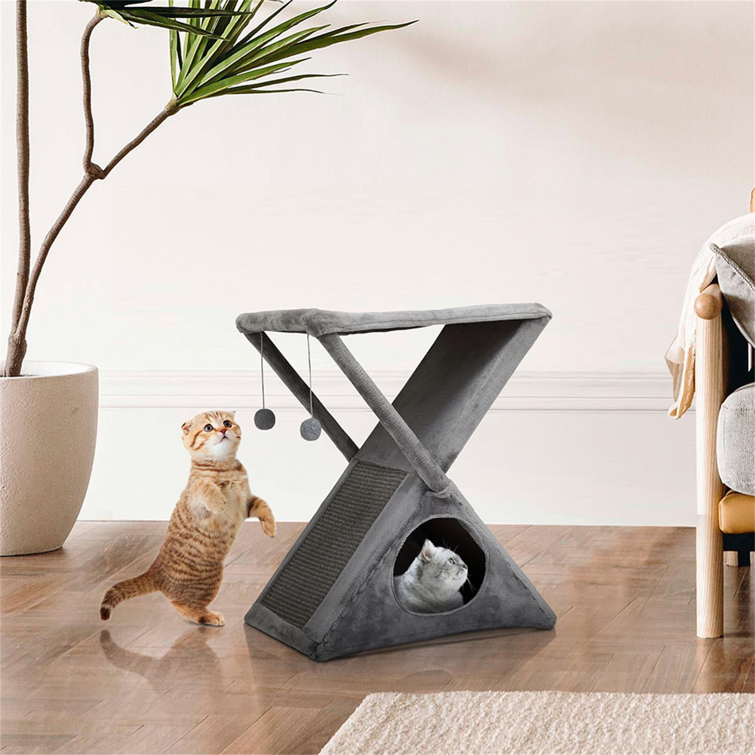 Pefilos Cat Nest for Indoor Cats Cat Hammock for Cage X-Frame Cat Houses for Outdoor Cats Foldable, Gray Pefilos Cat Nest for Indoor Cats Cat Hammock for Cage X-Frame Cat Houses for Outdoor Cats Foldable, Gray