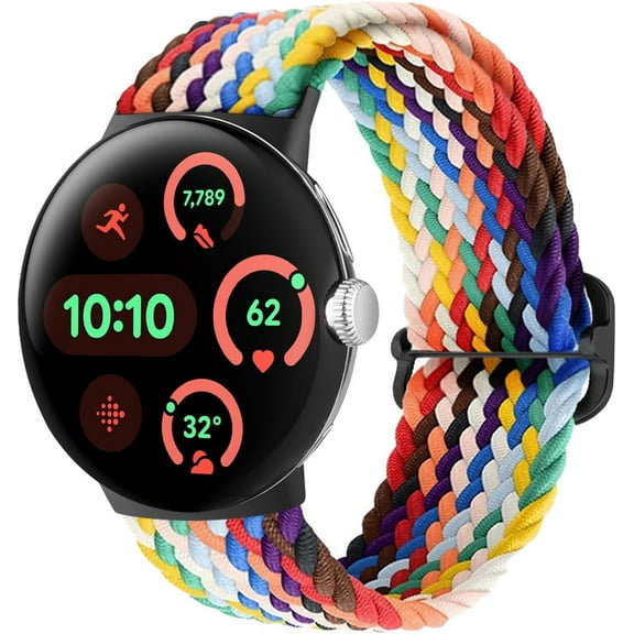 MYKOMI Stretchy Braided Bands Compatible with Google Pixel Watch 3 45mm Band for Women Men - Upgraded Connecto Lugs - Adjustable Nylon Breathable Sport Straps for Pixel 3 Watch Band 45mm