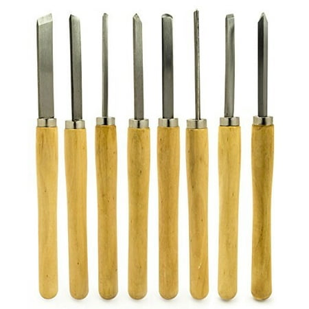 Bastex Professional Quality Wood Turning Chisel 8 pcs Set Included Lathes: 2 Skew 1 Spear Point 1 Parting 1 Round Nose & 3 Gouge Tools for Wood Working Professionals or Hobbyist. Starter Pack (Best Starter Chisel Set)