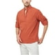 thumbnail image 1 of Blusa y camisa de manga larga con cuello vuelto para hombre, informal, con botones, de lino y algodón, a la moda., 1 of 3