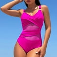 thumbnail image 4 of Aobny Vintage Women's One-Piece Swimsuits Tan Through Sheer Pink Swimwear Sets Sweetheart Bikini Monokini Comfy Tops,S, 4 of 9