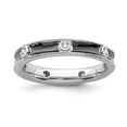 thumbnail image 1 of Solid 925 Sterling Silver Stackable Diamond Vintage Antiqued Ring Eternity Band Size 10 (.16 cttw.), 1 of 6