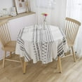 thumbnail image 3 of Boho Cotton Linen Table Cloths Farmhouse Heavy Fabric Table Cover Burlap Striped Geometric Washable Table Top for Parties Coffee Kitchen Picnic White Black Round 60 inch(4-6 Seats), 3 of 6