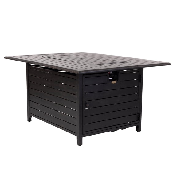 Vulcan Armstrong Basketweave Aluminum Convertible Gas Fire Pit Table – 55,000 BTU Multi-Functional Firepit with Fire Bowl Lid