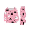 thumbnail image 4 of Halloween Pjs, Halloween Family Matching Pajamas Set, Pink Black Cat Ghost Bat Witch Long Sleeve Sleepwear, Graphic Loungewear, Soft Cozy Fun Holiday Nightwear for Parties & Gatherings, 4 Y, 4 of 6