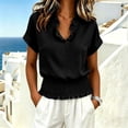 thumbnail image 4 of Ashirexll Womens Casual Tops V-Neck Short Sleeve Waist Cinching Top Casual Loose Summer Top for Spring Daily, 4 of 7