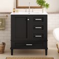 thumbnail image 2 of MODERNLUXE 30" Bathroom Vanity with Sink,Freestanding Bathroom Storage Cabinet with 3 Drawers and 1 Soft-Close Door,Undermount Rectangular Ceramic Sink,Easy Assembly,Black, 2 of 10