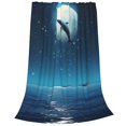 thumbnail image 2 of Fotbe Night Sky Moon Dolphin Manta de Franela Acolchonada con Estampado, Súper Suave y Esponjosa, Extra Grande para Sofá, Cama, Uso Todo el Año-40"x30", 2 of 7