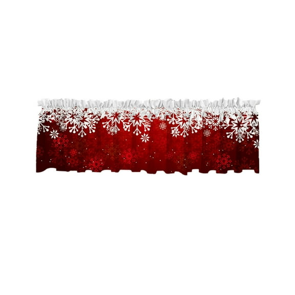 Christmas Window Curtain, Holiday Drapery Decoration, Polyester Festive Window Valance for Xmas Home Decor, 137x45cm White Red Gray Cozy Seasonal Curtain