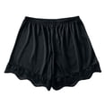 thumbnail image 5 of Shorts Culotte for Women Elastic Waist Satin Lace Hem Loose Fit Lightweight Pettipants Pajama Shorts, 5 of 7