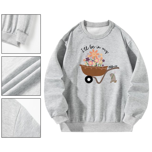 Sudadera para Mujer, Tops, Moda, Sin Capucha, Ropa Deportiva, Sudadera con Cuello Redondo Estampada, Jersey, Sudadera para Deportes de Vacaciones , xxl Yinane Sudadera con cuello redondo para mujer