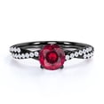 thumbnail image 1 of JeenMata Anillo de Compromiso con Forma de Garra Infinity con Detalles Pavé: Rubí y Moissanita Creados en Laboratorio de Forma Redonda de 1 TCW; Baño de Oro Negro de 18 K sobre Plata, 1 of 4