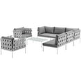 thumbnail image 4 of Modway Harmony 8 Piece Outdoor Patio Aluminum Sectional Sofa Set in White Gray, 4 of 8
