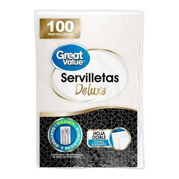 Servilletas Great Value Deluxe 100 pzas