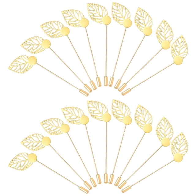 60 Pcs Broche à Revers avec Embouts, Feuille Dorée, Plateau Rond Plat en Acier Inoxydable, Accessoires pour Fabrication de Bijoux, Costume DIY, Femmes, Hommes, Badge, Foulard, Chapeau