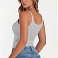 thumbnail image 4 of Womens Tank Tops U-Neck Ribbed Crop Tops for Women Stretchy Cropped Slim Camisole Tops for Women Summer Party Layering L Light Gray, 4 of 4