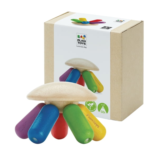 PlanToys® Flexi Jellyfish Wooden Sensory Toy for Tactile Exploration & Coordination | Montessori Grasping Activity for Focus, Movement & Fine-Motor Skills | Eco-Friendly Educational Toy