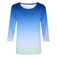 thumbnail image 4 of Fmbrln Womens Plus Size 3/4 Sleeve T-Shirts Fashion Crew Neck Basic Tops Casual Loose Gradient Print Tees Blouse Multicolor S, 4 of 5