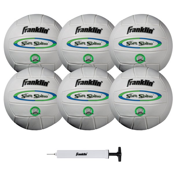 Franklin Sports Soft Spike Volleyball, 6 Pack Deflated with Pump (Color