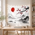 thumbnail image 5 of Red Sun and Blossoms Over Misty Mountains, Serene Japanese Inspired for Nature Lovers Art Decor Print, Housewarming Gift Tapestry Wall Hanging for Living Room and Study Room, 5 of 7