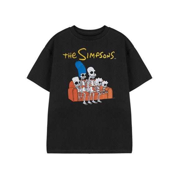 The Simpsons Skeleton Couch Boys Black Short Sleeved T-Shirt | 13-14 Years | Made by Vanilla Underground