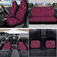 thumbnail image 2 of Yuyamidu 15 Pack Pink Leopard Print Car Seat Cover Set for Women Car Floor Mats Steering Wheel Cover Seat Belt Pad Handbrake Cover Set Car Coasters, 2 of 6