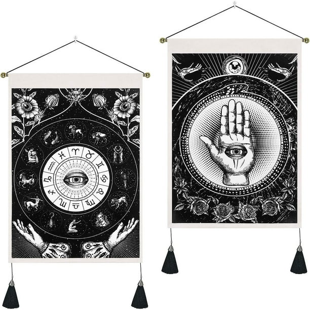 Set Of 2 Hand Of Fatima Tapestry Wall Hangings With Tassels Black Evil Eye Gift Walmart