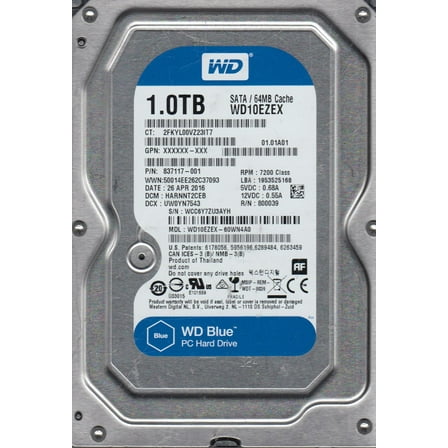 WD10EZEX-60WN4A0, DCM HARNNT2CEB, Western Digital 1TB SATA 3.5 Hard Drive
