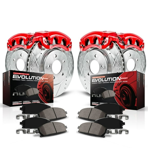 PowerStop Front and Rear Z23 Evolution Sport Brake Pad and Rotor Kit with Red Powder Coated Calipers Fits: FORD Select Models KC4357