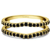TwoBirch 0.24 Ct. Double Shared Prong Curved Ring Guard In 10k Solid Gold and Black Diamonds