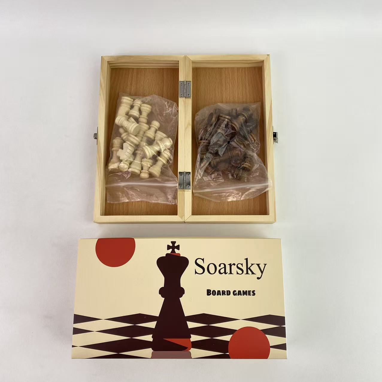 Soarsky Board games,Upgraded Magnetic Chess Set, 15" Tournament Staunton Wooden Chess Board Game Set with Magnets