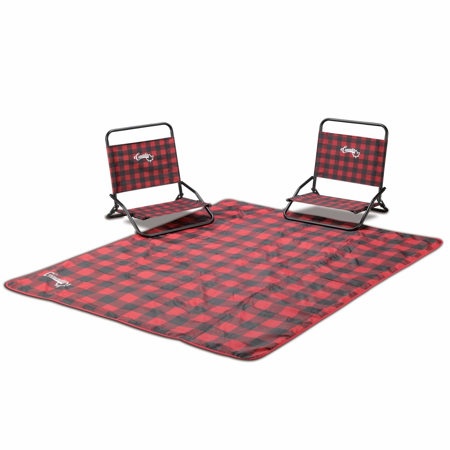 Ozark Trail Chairs and Blanket Combo, Red Black Checkered, Polyester, Canada Logo
